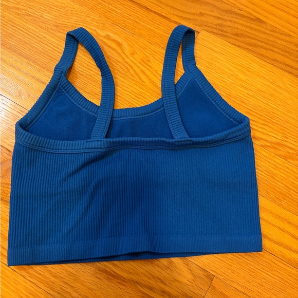 Blue Ribbed Cropped Tank - Picture 2 of 2